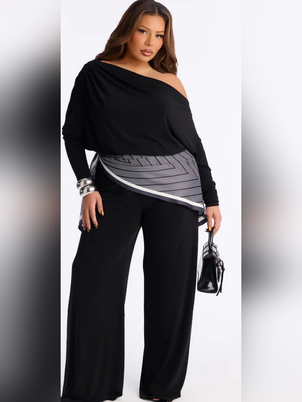 Pants and Asymmetrical Top Set